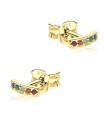 Rectangle Shaped with Colorful Stone Silver Ear Stud STS-5325
